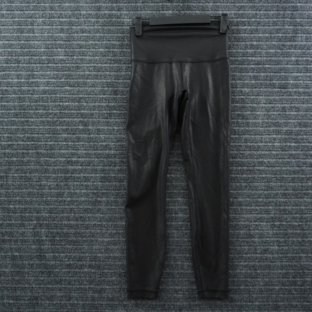 Lululemon Wunder Under Leggings Womens 4 Black Faux Leather High Rise 24‎ Inseam